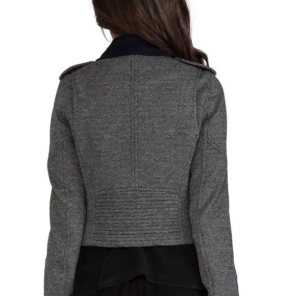 BNWOT Theory Adashi K Wool Moto Jacket in Black/White/Navy (Sz M) (REVOLVE,$265) - Picture 3 of 14